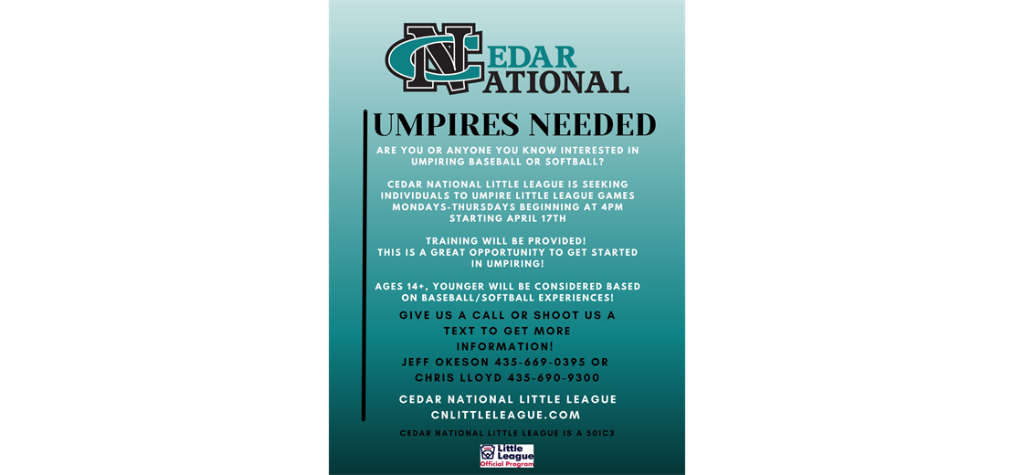 Umpires Needed